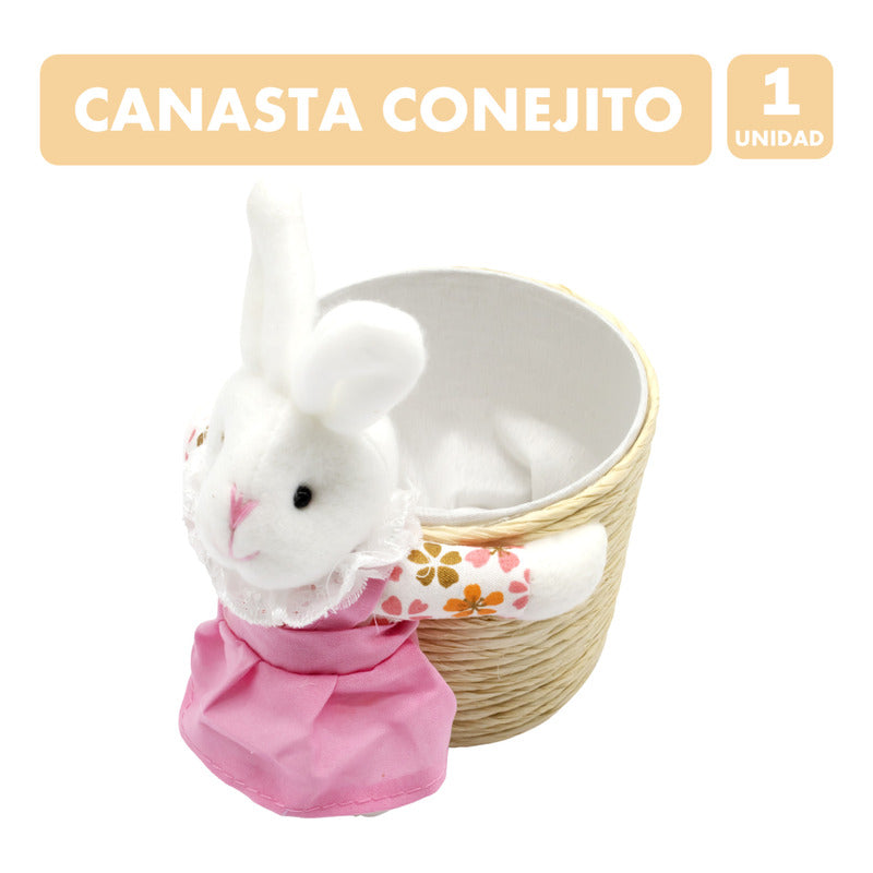 Canasta Conejito Especial Pascua Colores Surtidos - Unidad Rosa, Lila, Naranja