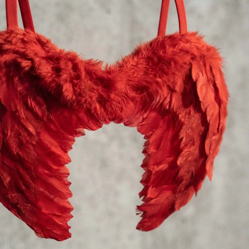 Alas De Ángel Con Plumas Rojas Para Halloween Mujer 60x45cm Rojo