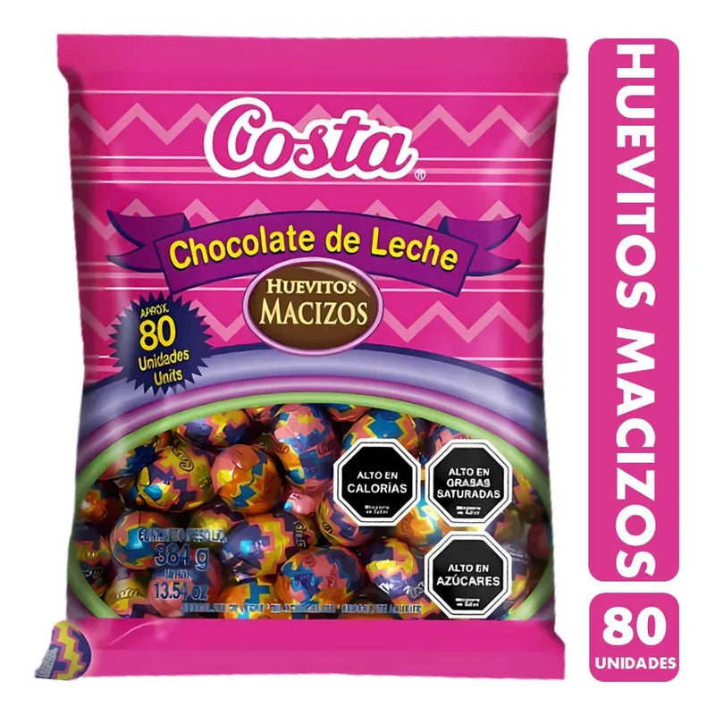 Huevitos De Chocolate Macizos Costa - Bolsa Con 80 Unidades