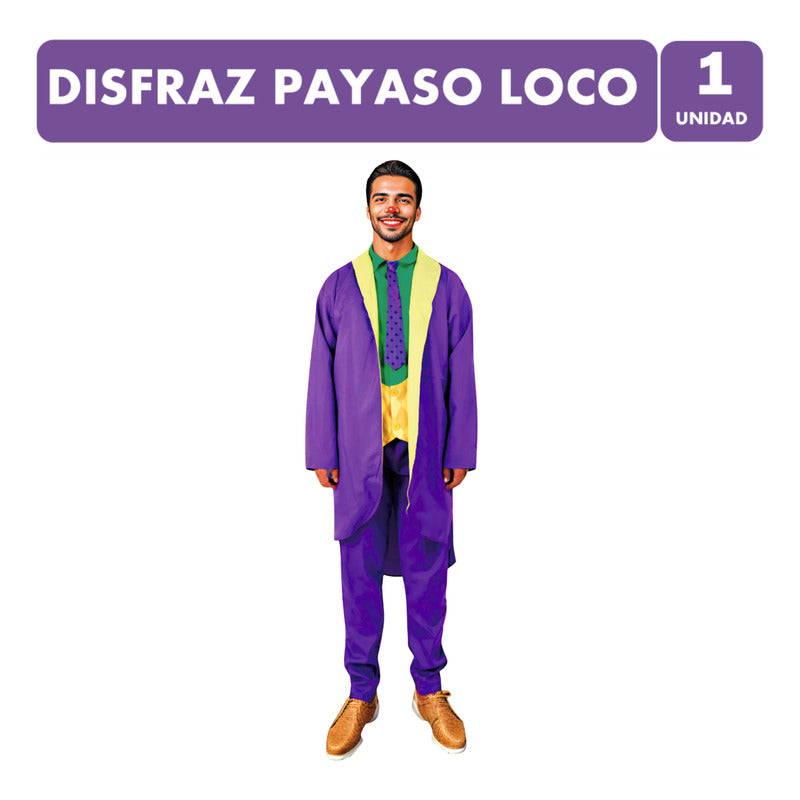Disfraz Payaso Loco Joker Adulto Hombre Especial Halloween Lila M