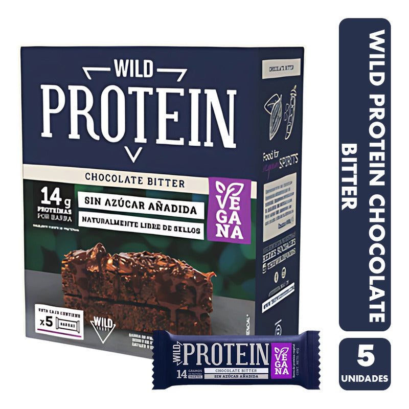 Barrita Wild Protein Chocolate Bitter - Vegana (caja Con 5u)