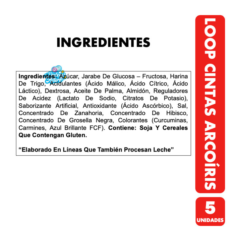 Loop Cintas Gomitas Arcoíris Sabores Frutales (pack De 5 Un)