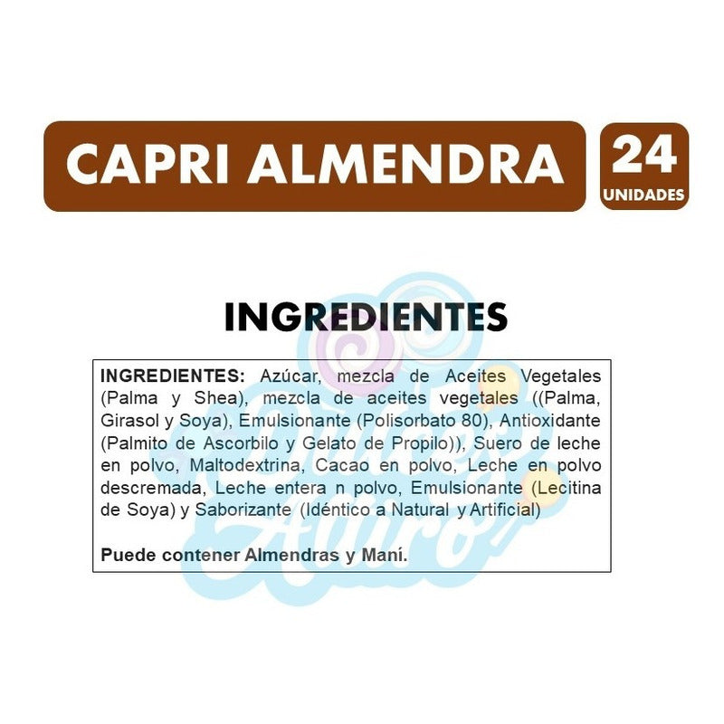 Chocolate Capri Almendra ( Contiene 24 Unidades)