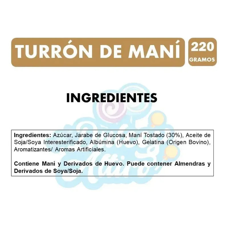 Turrón De Maní Arcor Libre De Gluten (barra De 220g)