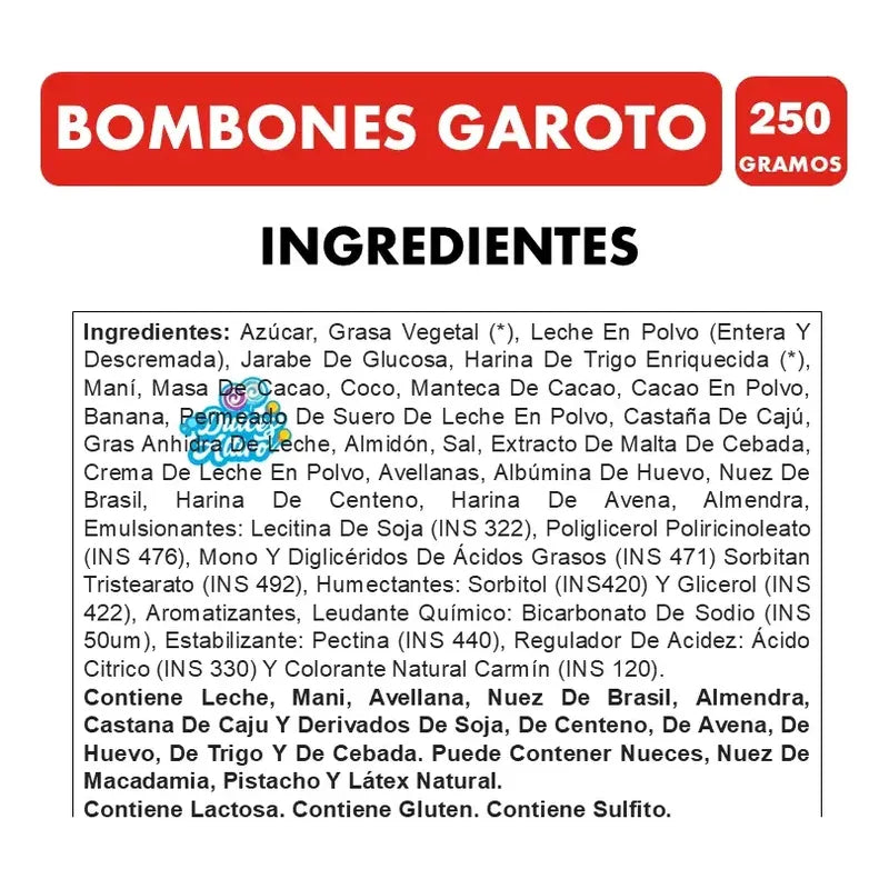 Bombones Surtidos Garoto (caja Con 250 Gramos)