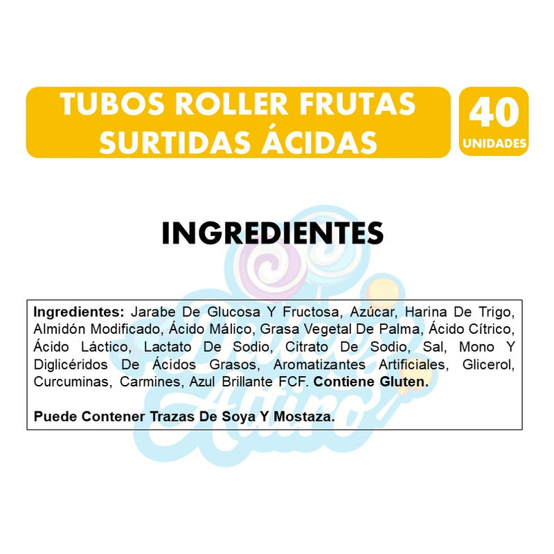Gomitas Fini Tubos Roller Sabor Frutas Ácidas (caja 40 Uni)