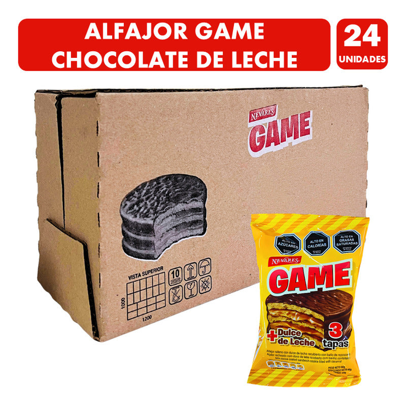 Alfajor Game Chocolate De Leche Por Mayor (caja 24 Unidades)