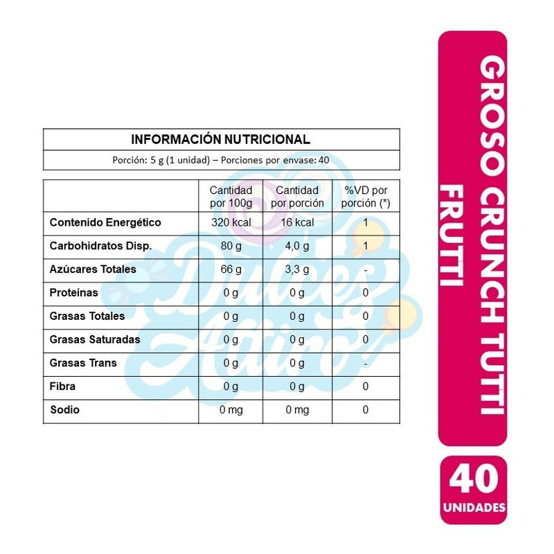 Grosso Crunch Tutti Frutti De Arcor (caja Con 40 Chicles)