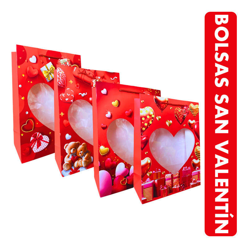 Bolsa De Regalo Diseño Corazón Ventana - 30x40cm - Unitario Surtidos Bolsa De Regalo Diseño Corazón Ventana