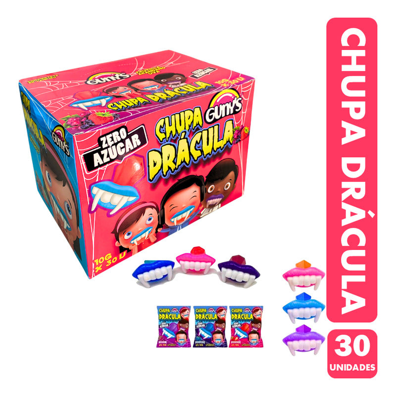 Dulces Para Halloween - Chupa Drácula Sin Azúcar (30 Uni)