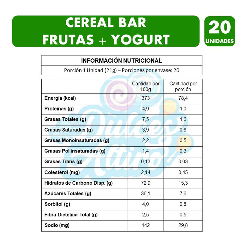 Barra De Cereal Bar Frutas Y Yoghurt (caja Con 20 Unidades)