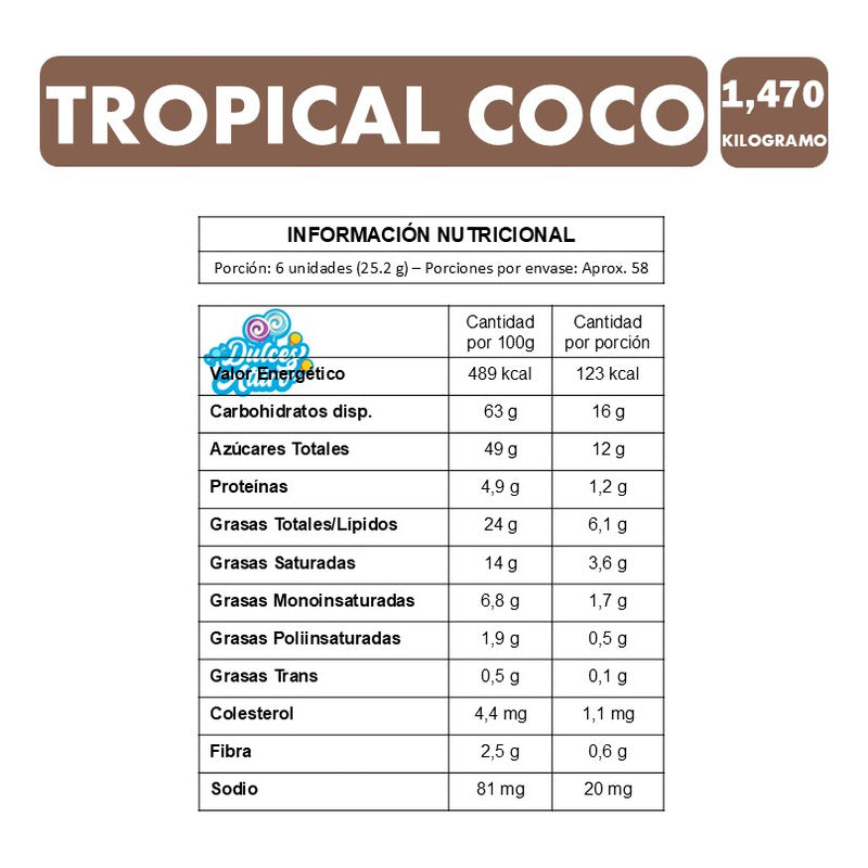 Tropical Coco De Arcor Chocolate (caja Con 1,470kg)