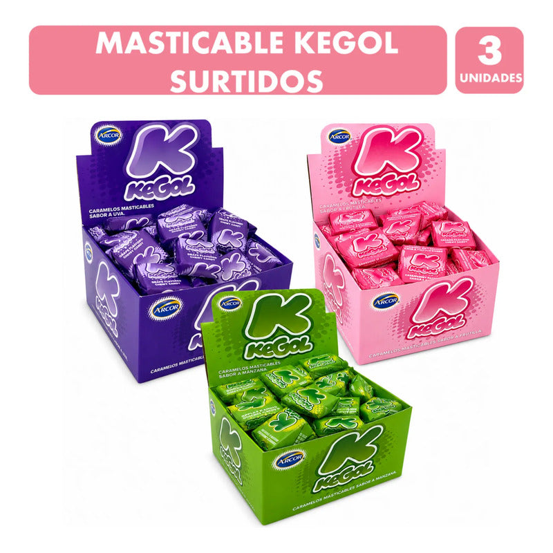 Kegol Masticable Pack 3 Sabores Uva Frutilla Y Manzana