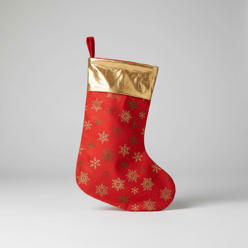 Bota Navideña Con Diseño Para Colgar O Rellenar - 32cm Rojo Bota Navideña Con Diseño Brillante