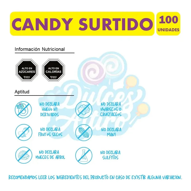 Masticable Candy Surtido (bolsa Con 100 Unidades)