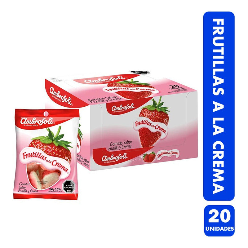 Frutillas A La Crema-gomitas De Ambrosoli (caja Con 20 Uni)
