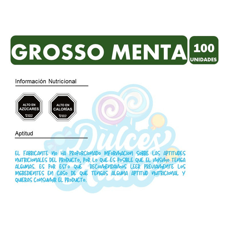 Chicle Grosso Menta Display 100 Unidades 7gr