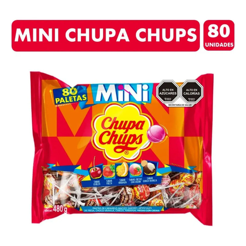 Mini Chupa Chups Paletas Sabores Surtidos (80 Unidades)
