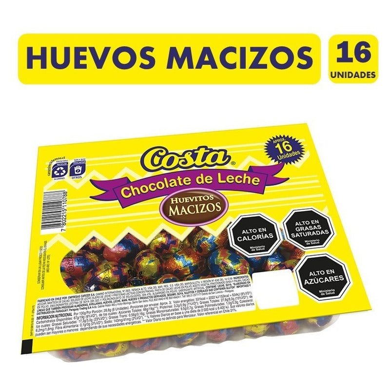 Huevos De Chocolate Macizos Costa (bandeja Con 16 Unidades)