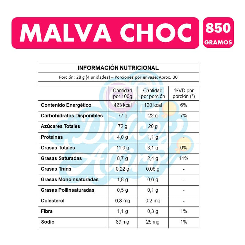 Marshmallows Chocolate Malva 850 Gr (display De 120 Un)