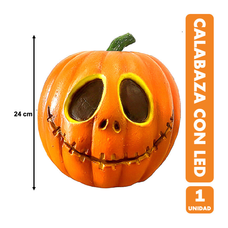 Calabaza Decorativa Led Para Decoración Halloween De 24cm