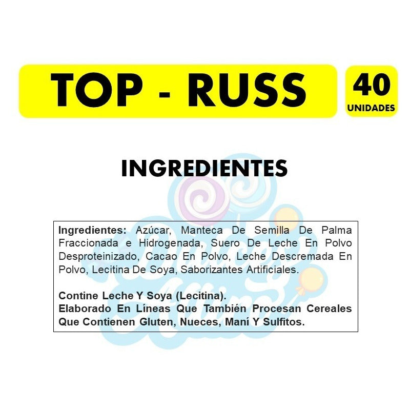Chocolate Top - Russ, Marca Fruna - Caja De 40un De 17g C/u.