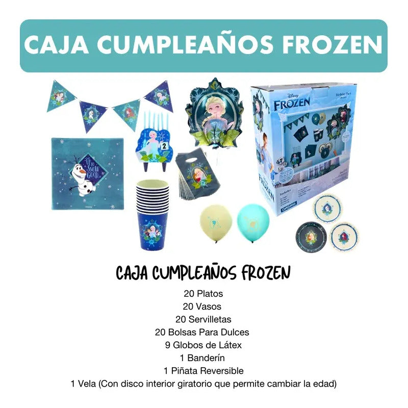 Pack Para Cumpleaños Tematica Frozen (20 Personas)