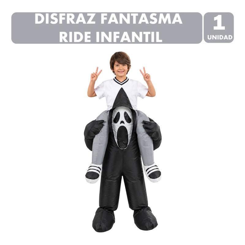 Disfraz Inflable Fantasma Ride Infantil 120-150cm Halloween Negro 120-150