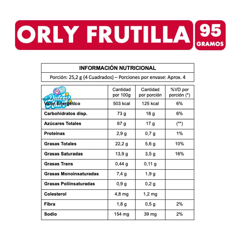 Chocolate Orly Frutilla De Ambrosoli (barra 95 Gramos)
