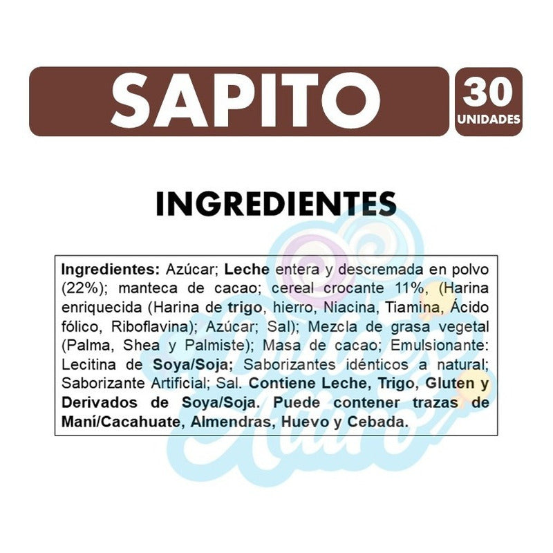 Sapito - Chocolate Relleno (bolsa Con 30 Unidades)