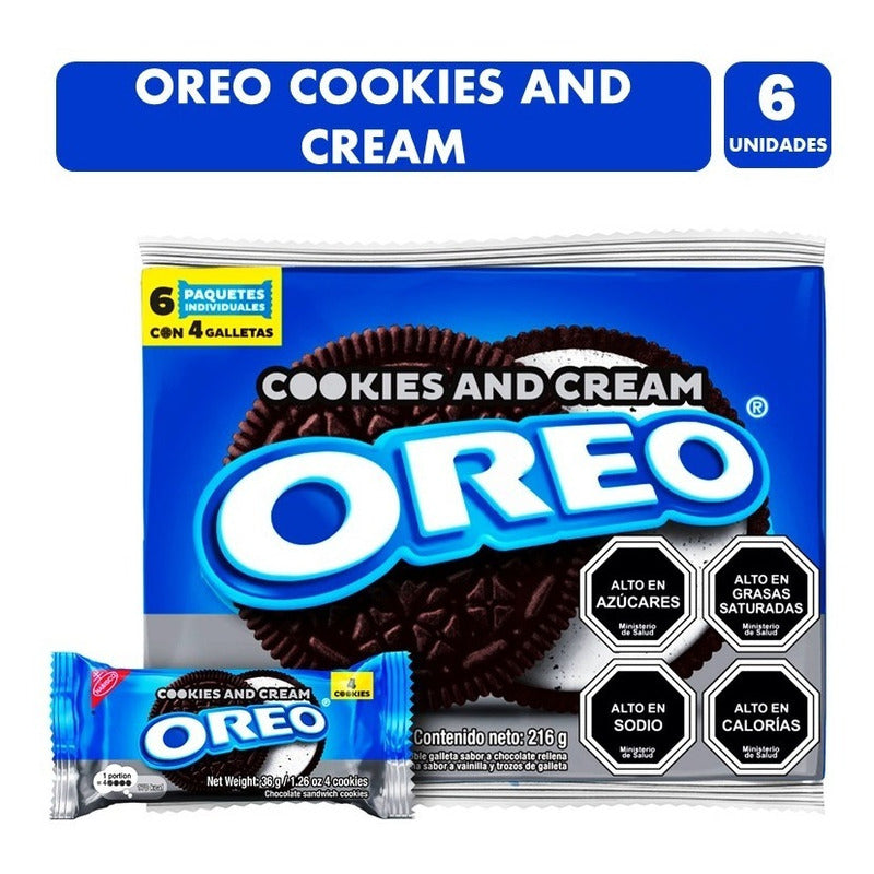 Galletas Oreo, Cookies And Cream - Pack 6 Unidades, 36g C/u.