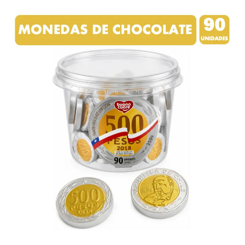 Monedas De Chocolate Pote 90 Unidades Para Cumpleaños Piñata