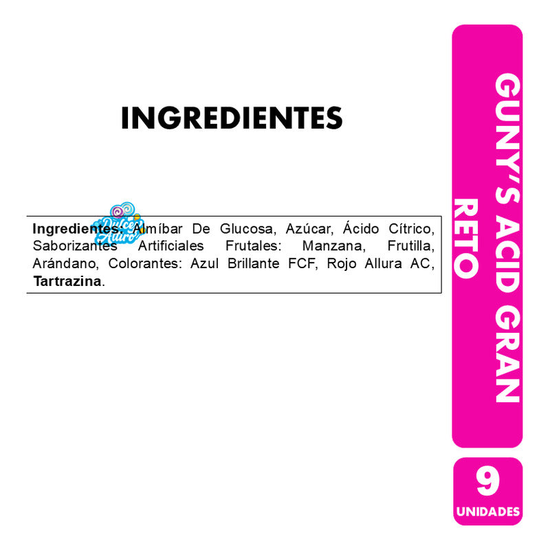Dulces Ácidos Guny's Caramelos Sabores Frutales (caja 9 Uni)