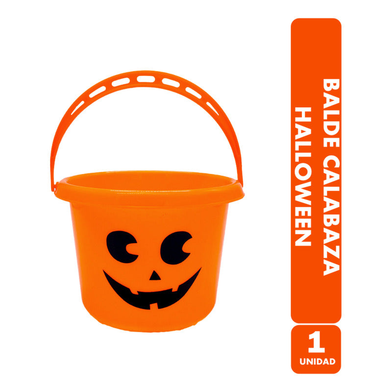Balde Para Halloween - Calabaza De Plástico Color Naranjo