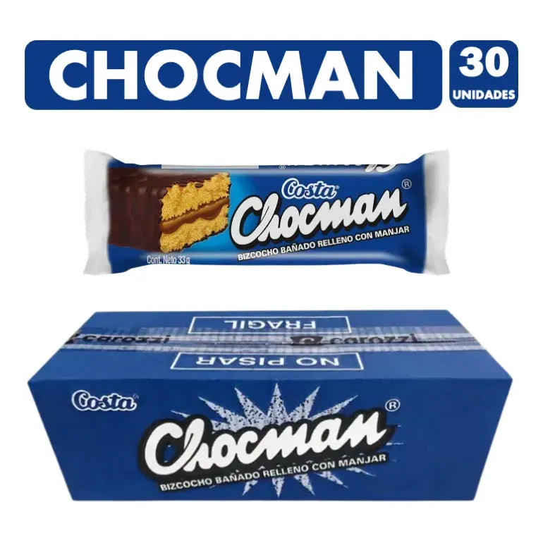 Chocman - Bizcocho Bañado Relleno Con Manjar De Costa (30 U)