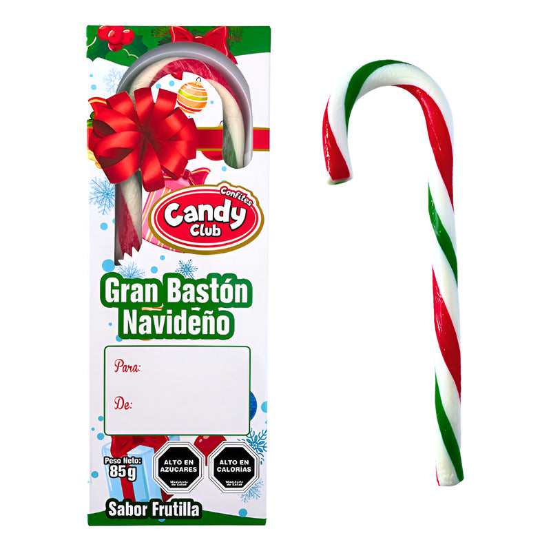 Bastón Navideño Tamaño Xl Sabor Frutilla Candy Club (1 Uni)