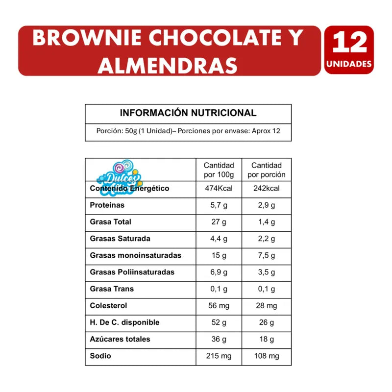 Brownie Nutra Bien Bizcocho Chocolate Almendras (12 Uni)