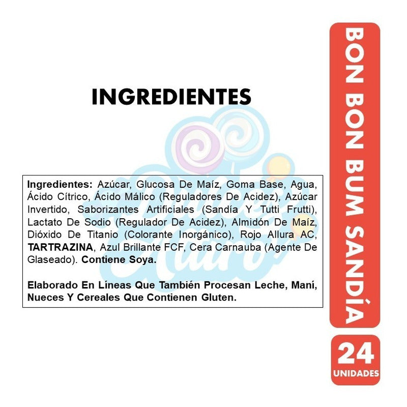 Caramelo Bon Bon Bum Sandía (bolsa Con 24 Unidades)