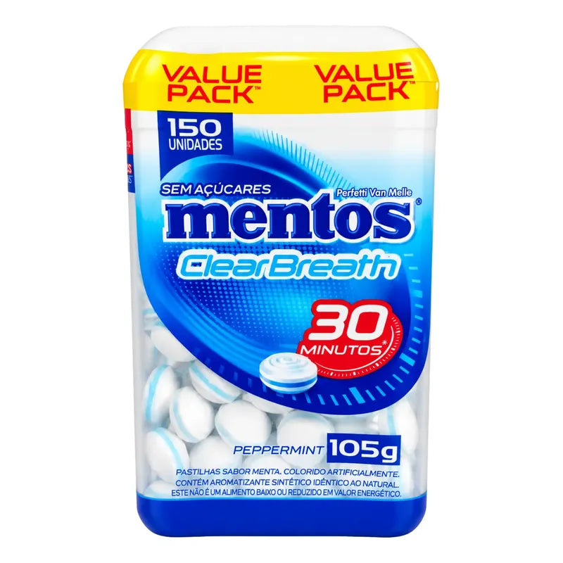 Mentos Clear Breath Peppermint Pastillas Sin Azúcar (150u)
