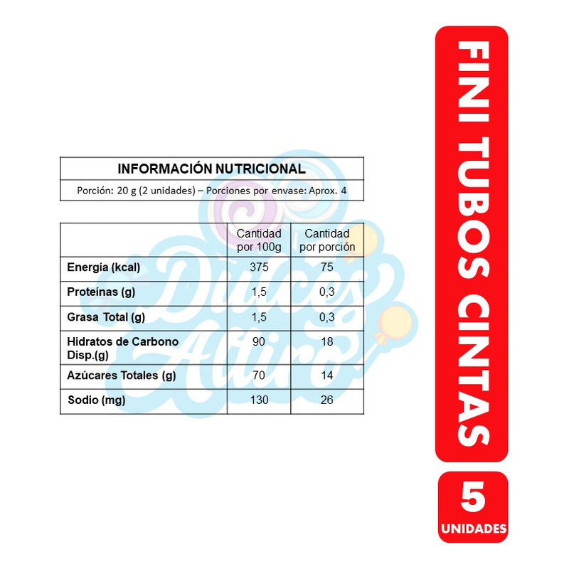 Fini Cintas Frutilla Ácida  - Geles Dulces (pack 5 Unidades)