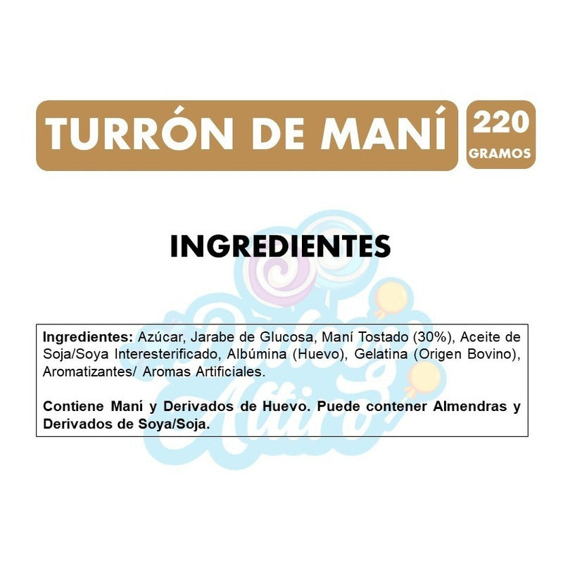 Dulce Turrón De Maní, Marca Arcor - Barra De Turrón De 220gr
