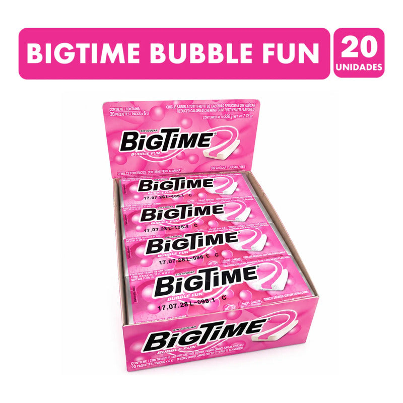 Chicle Bigtime Bubble Fun Tutti Frutti Sin Azúcar (20 Uni)