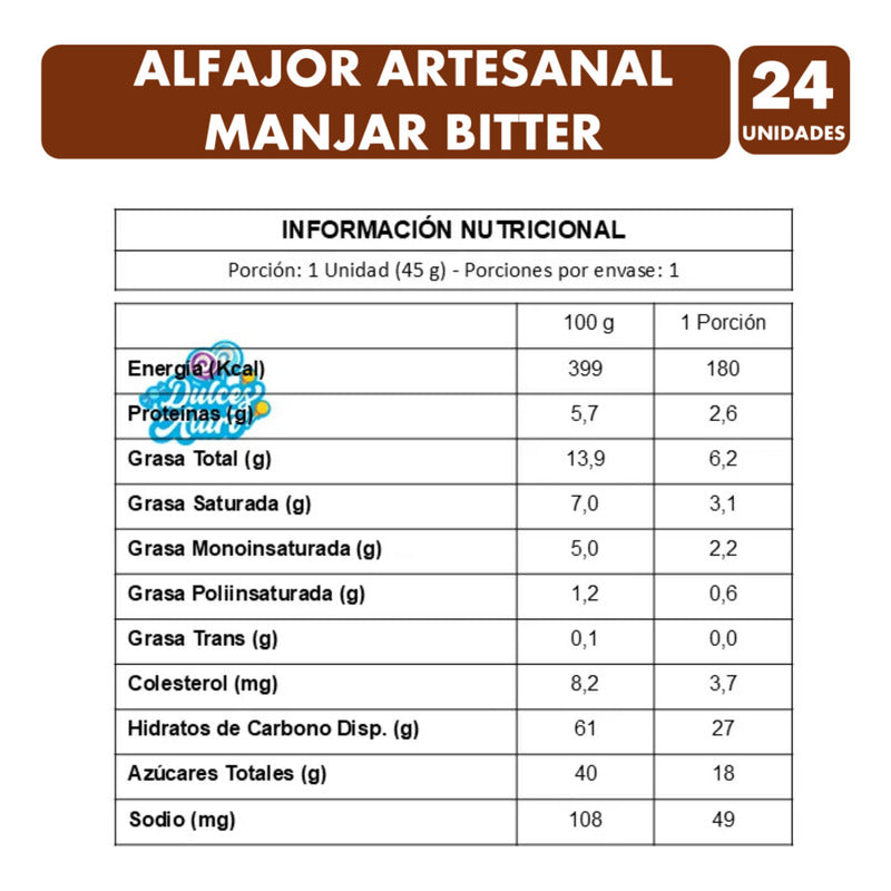 Alfajor Manjar Artesanal Entrelagos  (caja Con 24 Unidades)