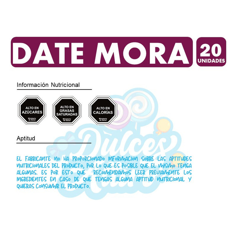 Marshmallows Date Mora Sabor Mora (caja Con 20 Unidades)