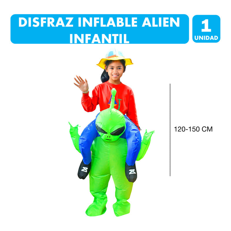 Disfraz Marciano Inflable Infantil Divertido Alien 120-150cm Verde 120-150