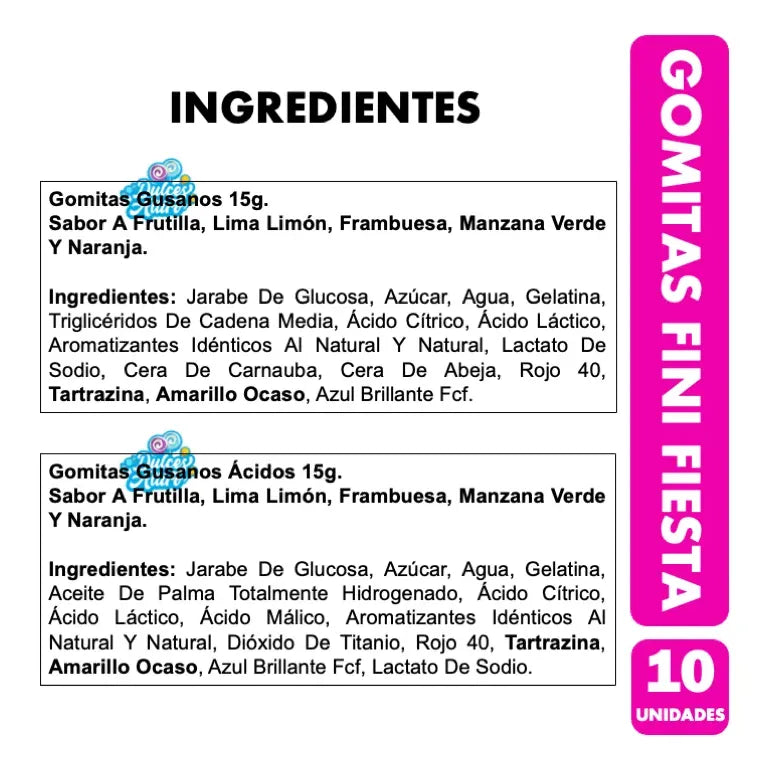 Gomitas Fini Fiesta Surtidas Para Cumpleaños (contiene 10un)