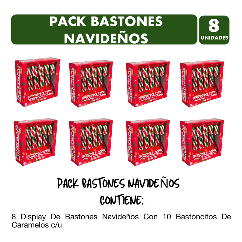 Bastones Dulces Especial Navidad - Pack Con 8 Display