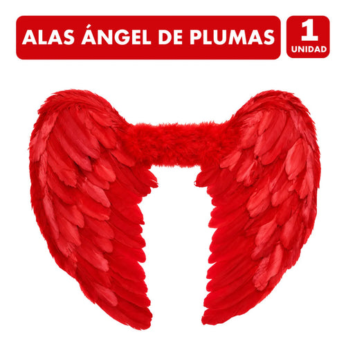 Alas De Ángel Con Plumas Rojas Para Halloween Mujer 60x45cm Rojo