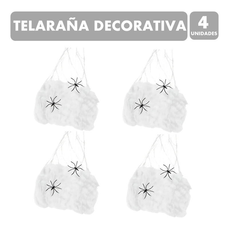 Pack Telaraña Halloween Decoración Color Blanco (4 Unidades)