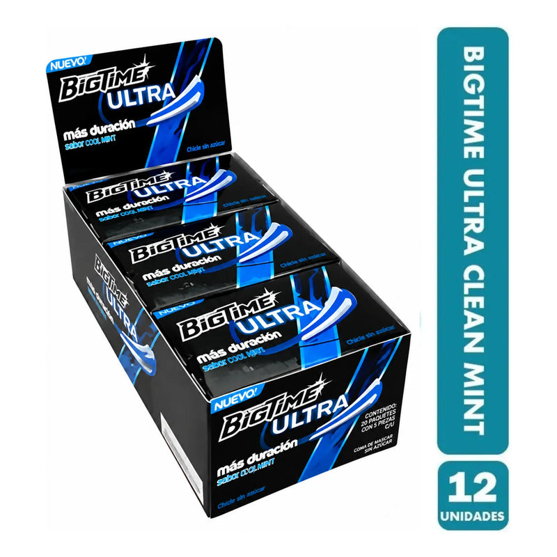 Bigtime Chicle Ultra Clean Mint - Display De 12 Unidades
